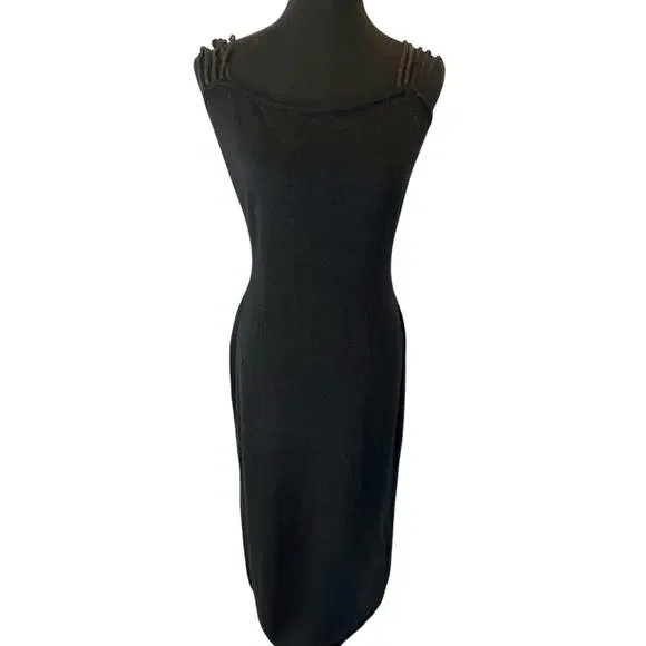St. John | Dresses | St John Evening Black Maxi Dress With Unique Shoulder  Detail Size 8
